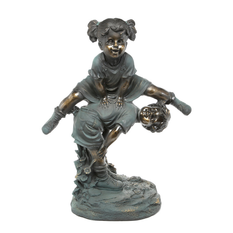 Red Barrel Studio® Kapitz Girl Jumping over Boy Outdoor Statue